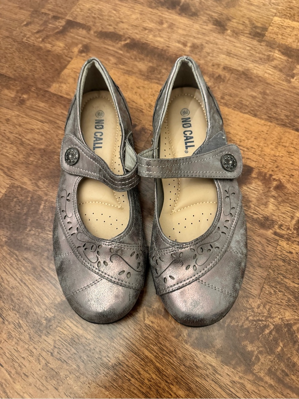 Call It Spring Metallic Pewter Mary Jane Flats